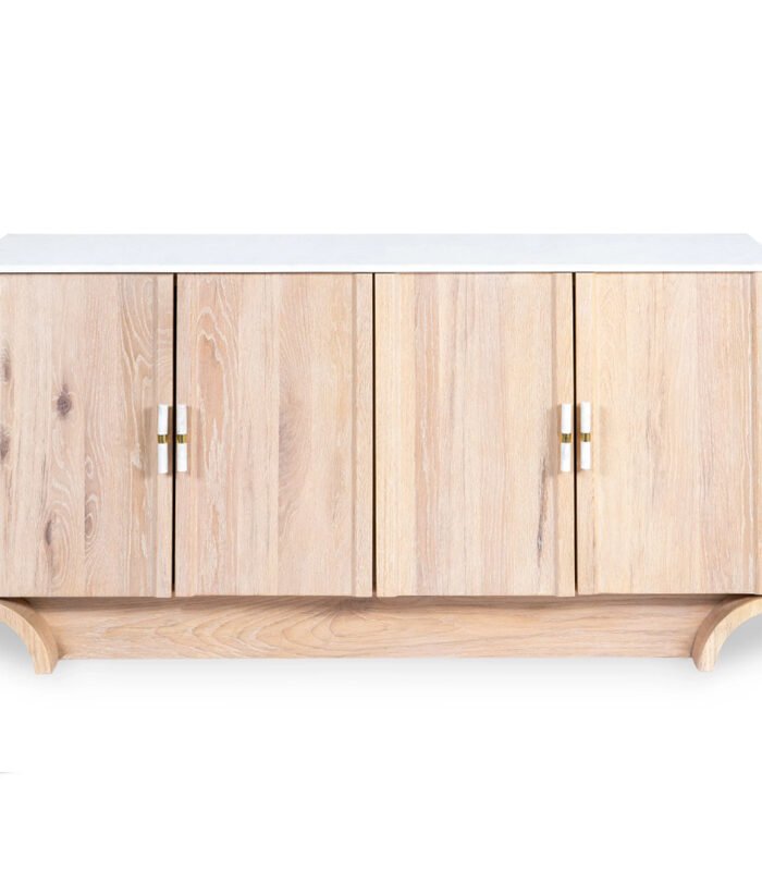 WOODEN 4 DOOR SIDEBOARD WITH MARBLE TOP