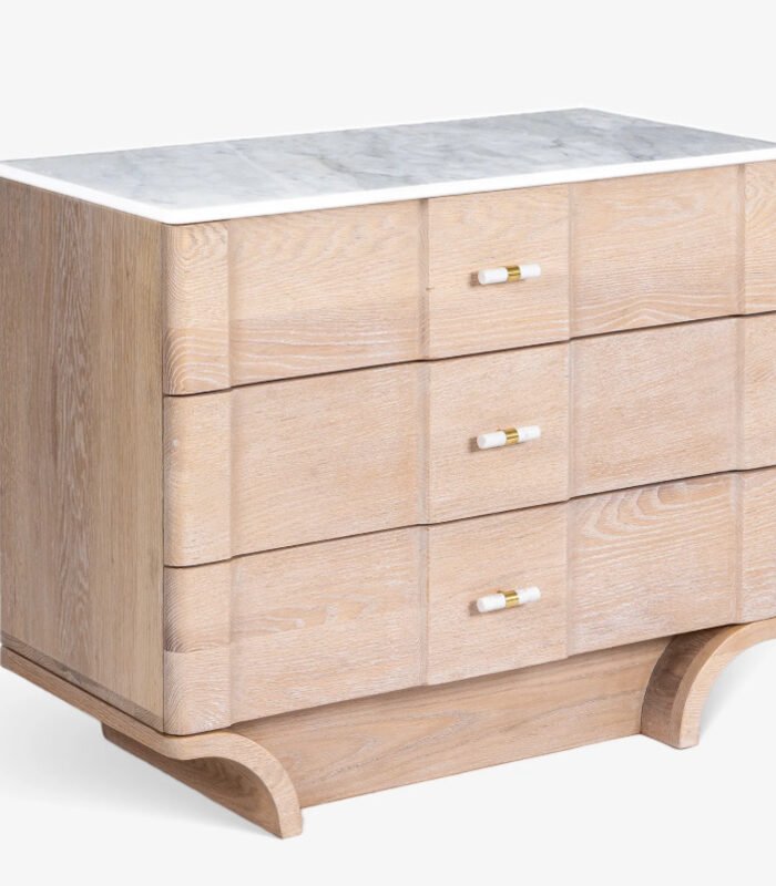 WOODEN 3 DRAWER CHEST WITH MARBLE TOP